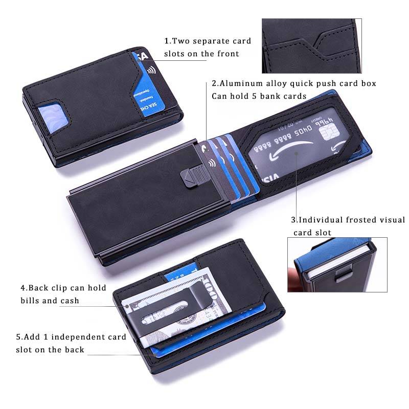Wallet Slim RFID Blocking Card Holder with Money Clip