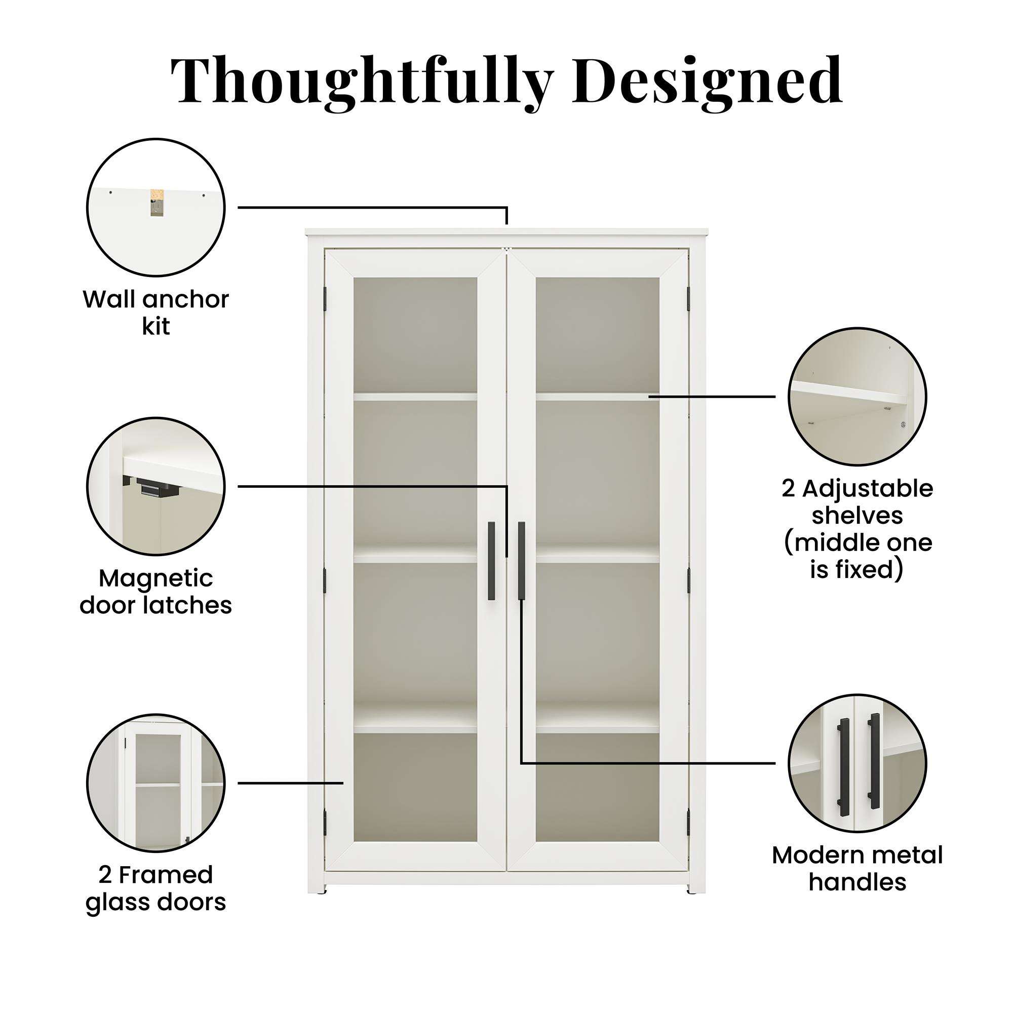 Lulu Modern Storage Cabinet With Glass Doors