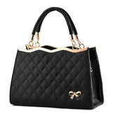 Womens PU Leather Tote Bag with Bow and Crossbody Strap