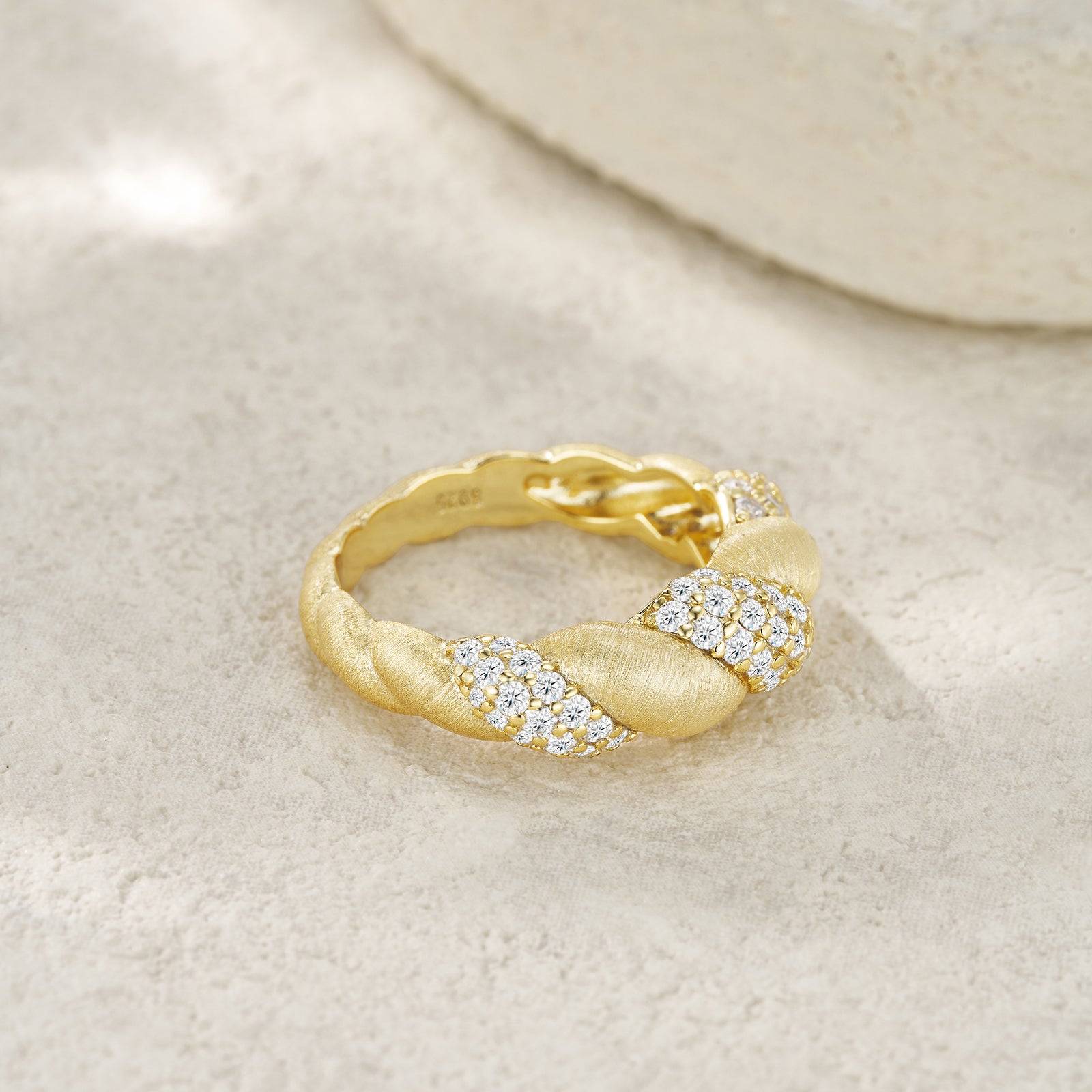 Sterling Silver Ring with Gold Plating and Moissanite