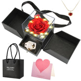 Preserved Rose Heart Necklace Gift Box