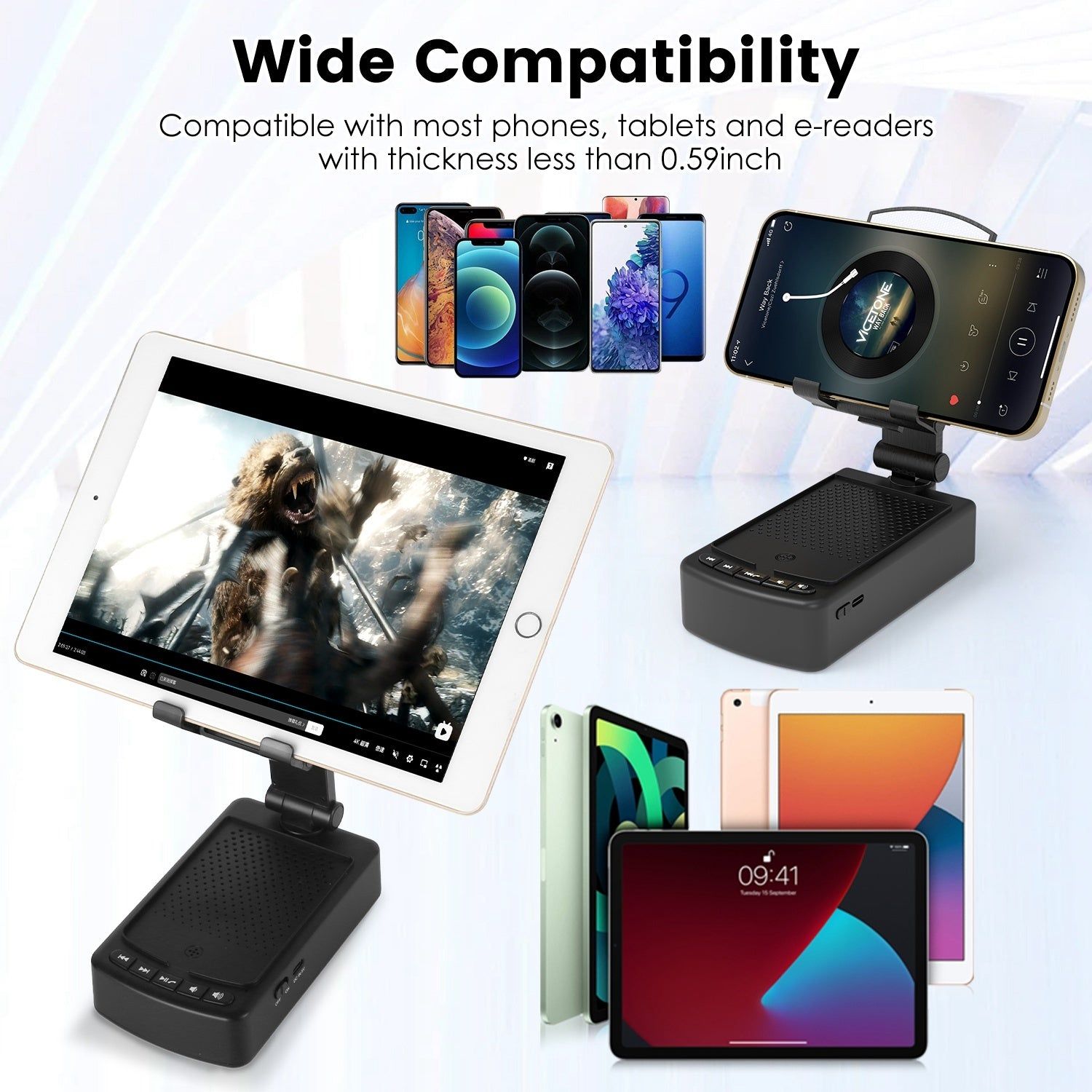 3 in 1 Foldable Phone Stand with Speaker and Power Bank