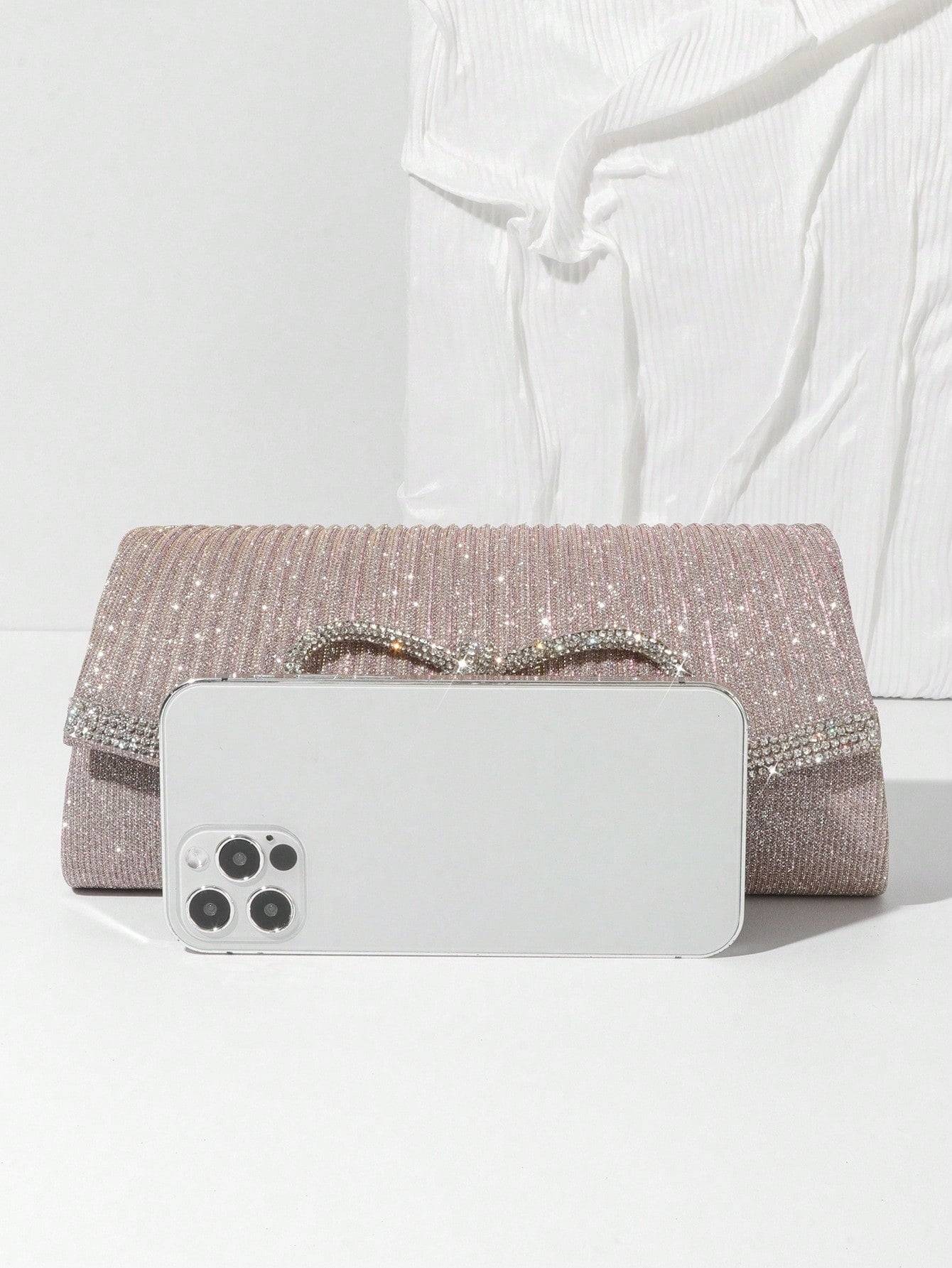 Rhinestone Bow Evening Clutch Bag