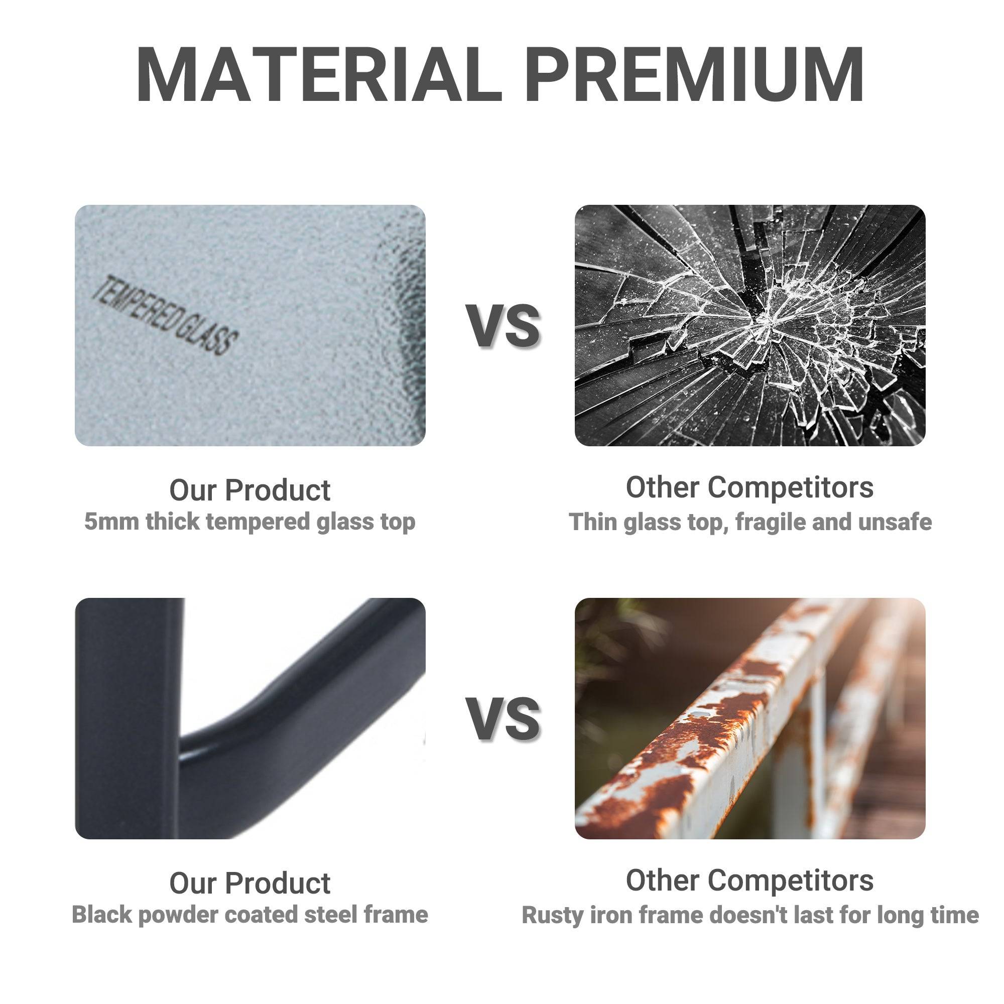 Outsunny Outdoor Bistro Table with Glass Top & Umbrella Hole