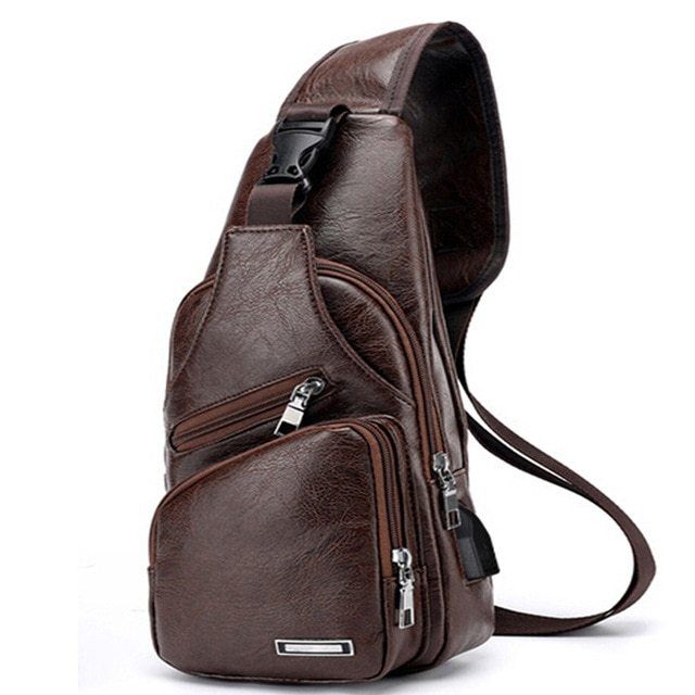 Waterproof Messenger Bag PU Leather One Shoulder Casual