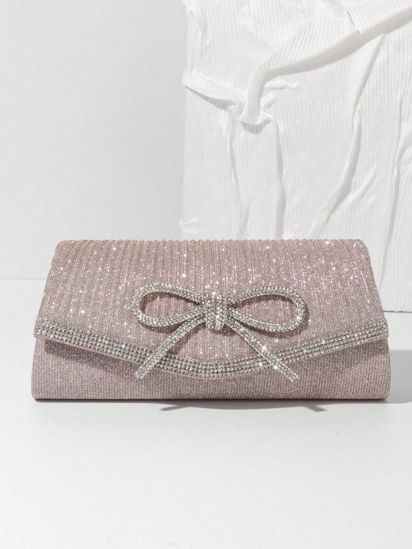 Rhinestone Bow Evening Clutch Bag