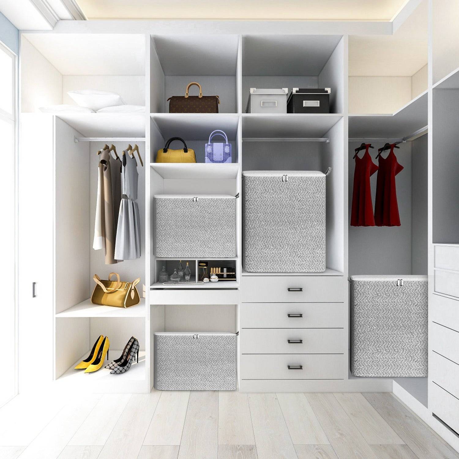 4 Pack Foldable Storage Boxes with Lid and Zipper