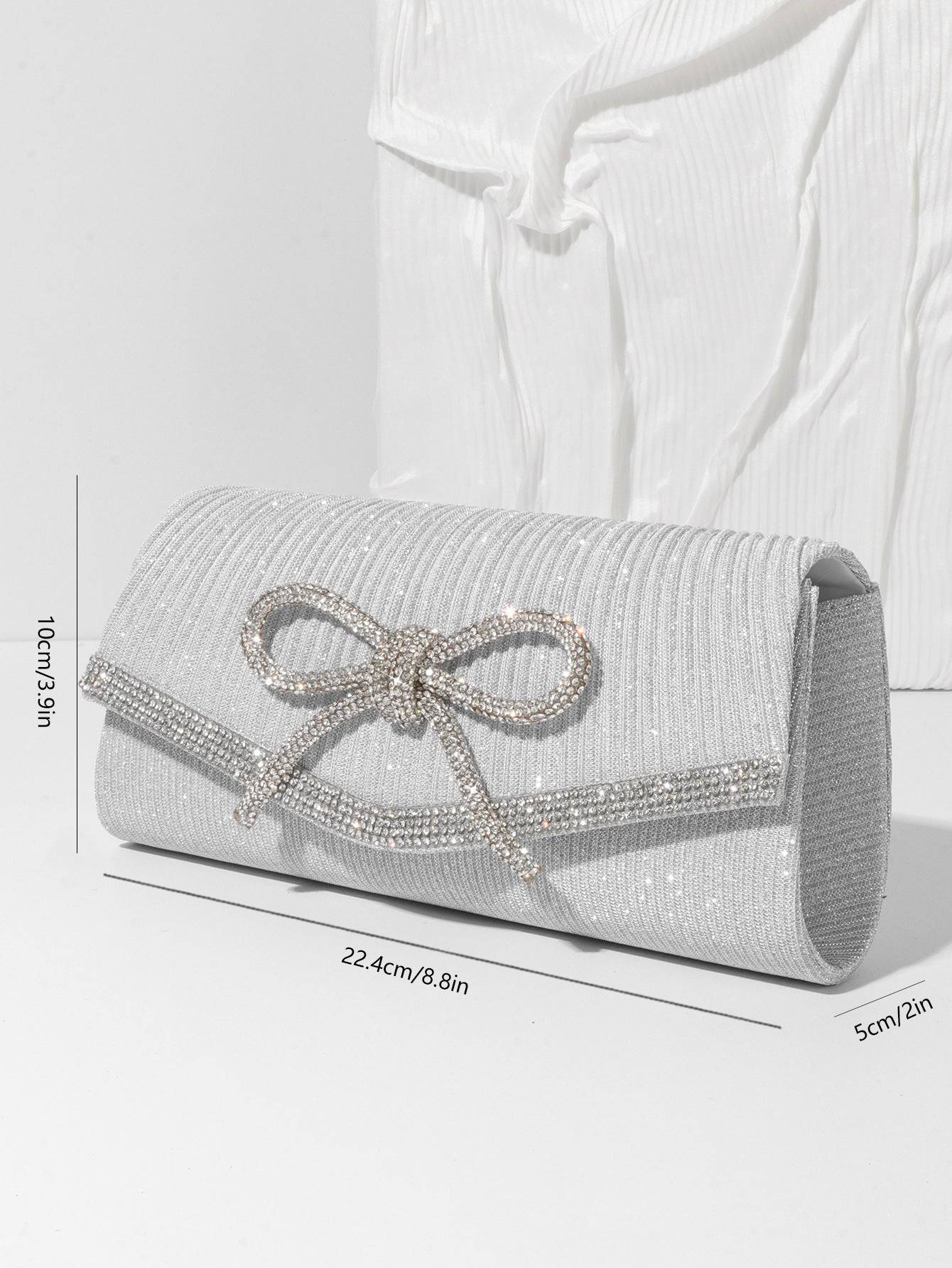 Rhinestone Evening Clutch Bag with Bow