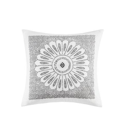 Cotton Grey Embroidered Throw Pillows 20x20