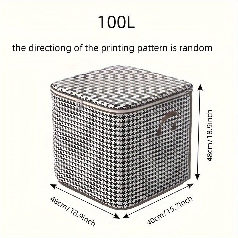 Foldable Zippered Storage Bags Houndstooth Print Set