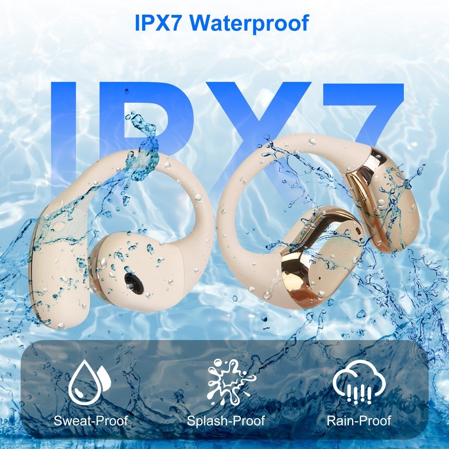 Wireless Open Ear Headphones LED Case IPX5 Low Latency