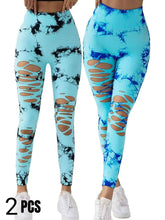 Tie Dye Yoga Pants High Waist Hollow Out Tummy Control