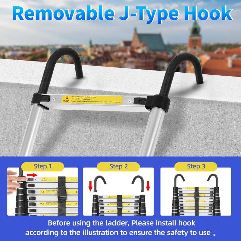 8.5FT Telescopic Folding Ladder Aluminum Adjustable