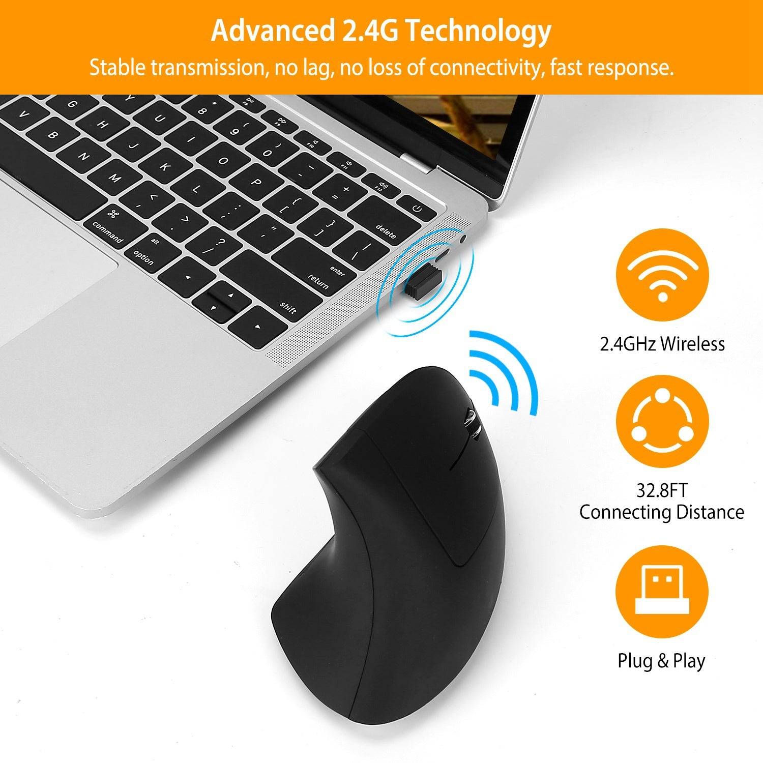 Ergonomic Wireless Vertical Mouse Black