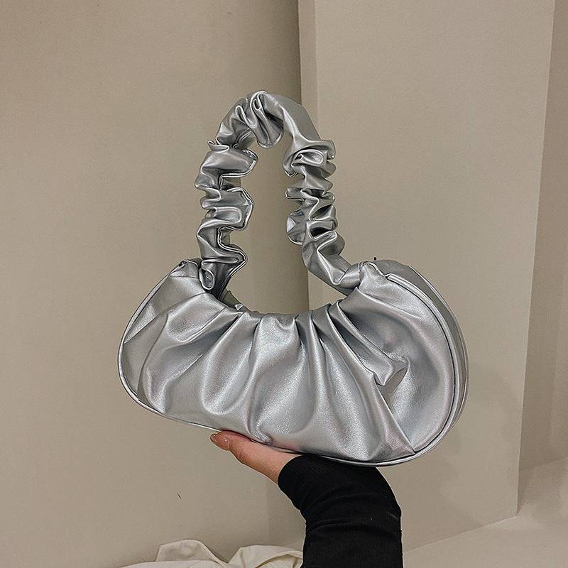 Women Cloud Pleated Shoulder Bag in Pure Color