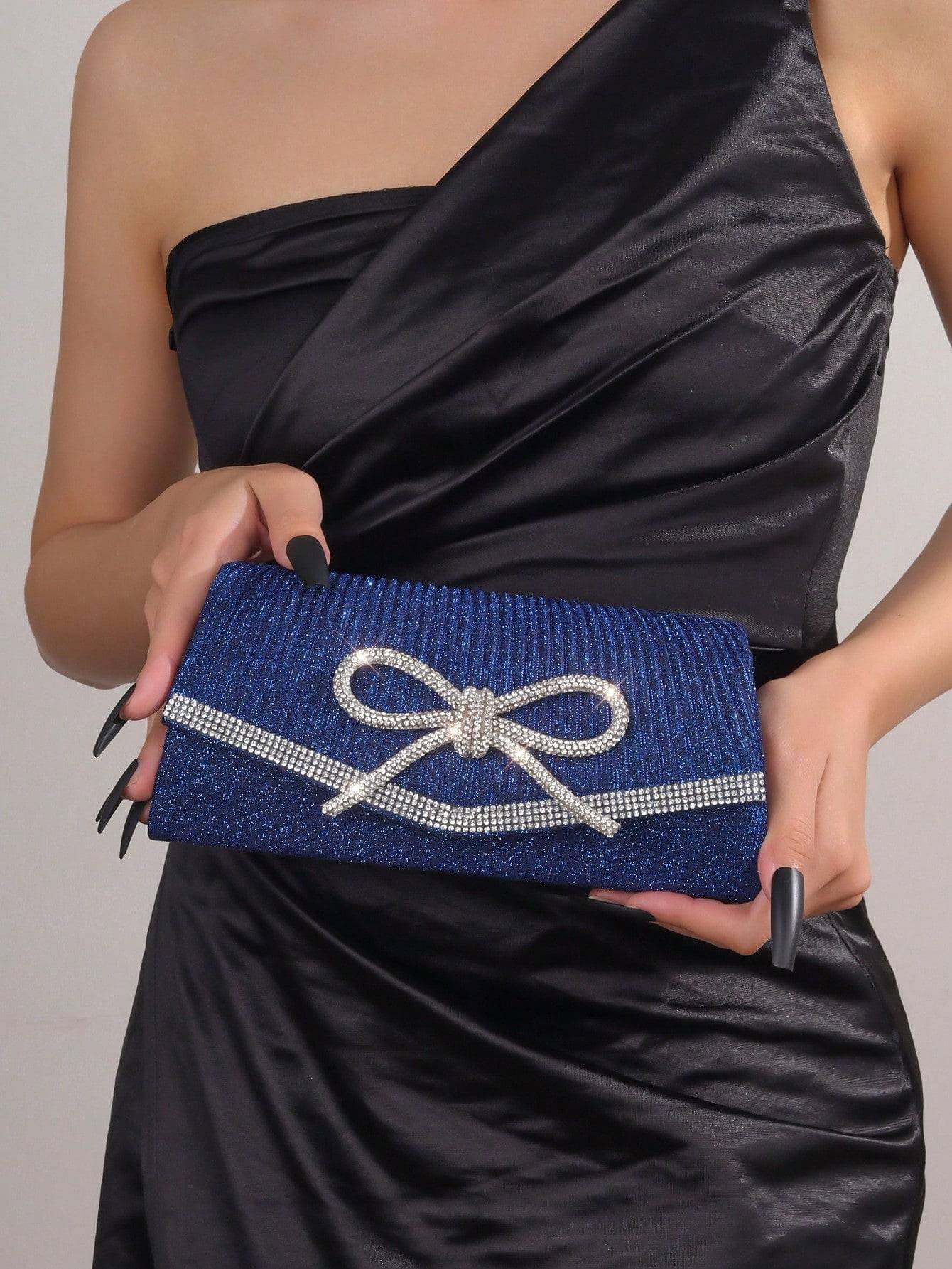 Rhinestone Bow Evening Clutch Bag