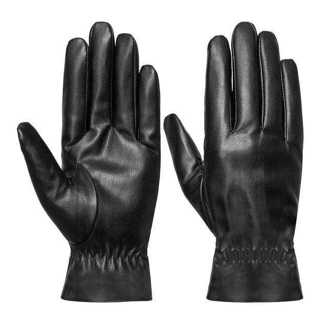 Unisex PU Leather Winter Gloves Warm and Windproof