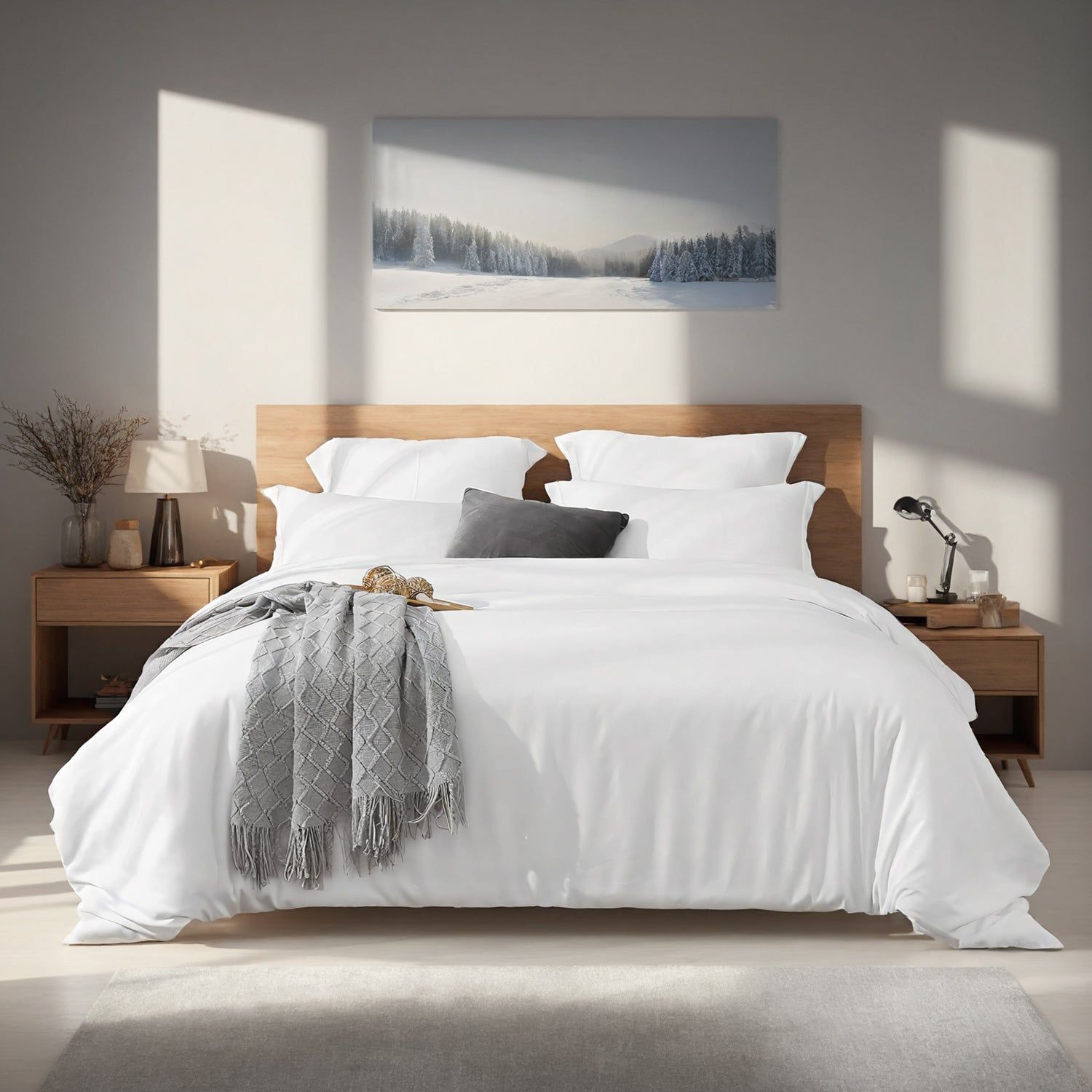 Extra Large Duvet Covers Set in White and Pink