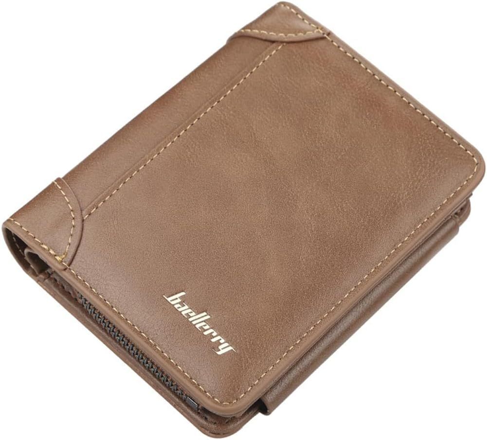Mens Leather Wallet Slim Bifold With Coin Pocket And ID