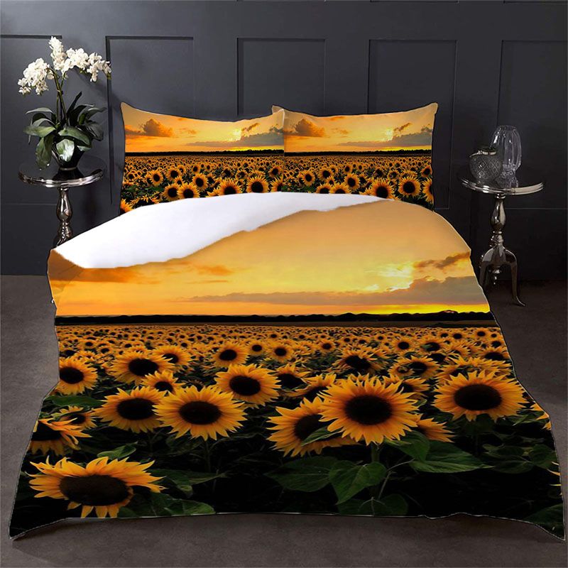 3D Sunflower Duvet Cover Bedding Set with Pillowcases