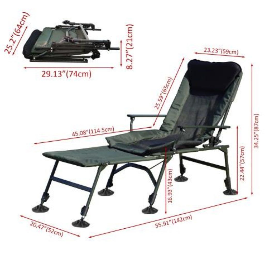 Folding Chair with Recline and Detachable Footrest Camping