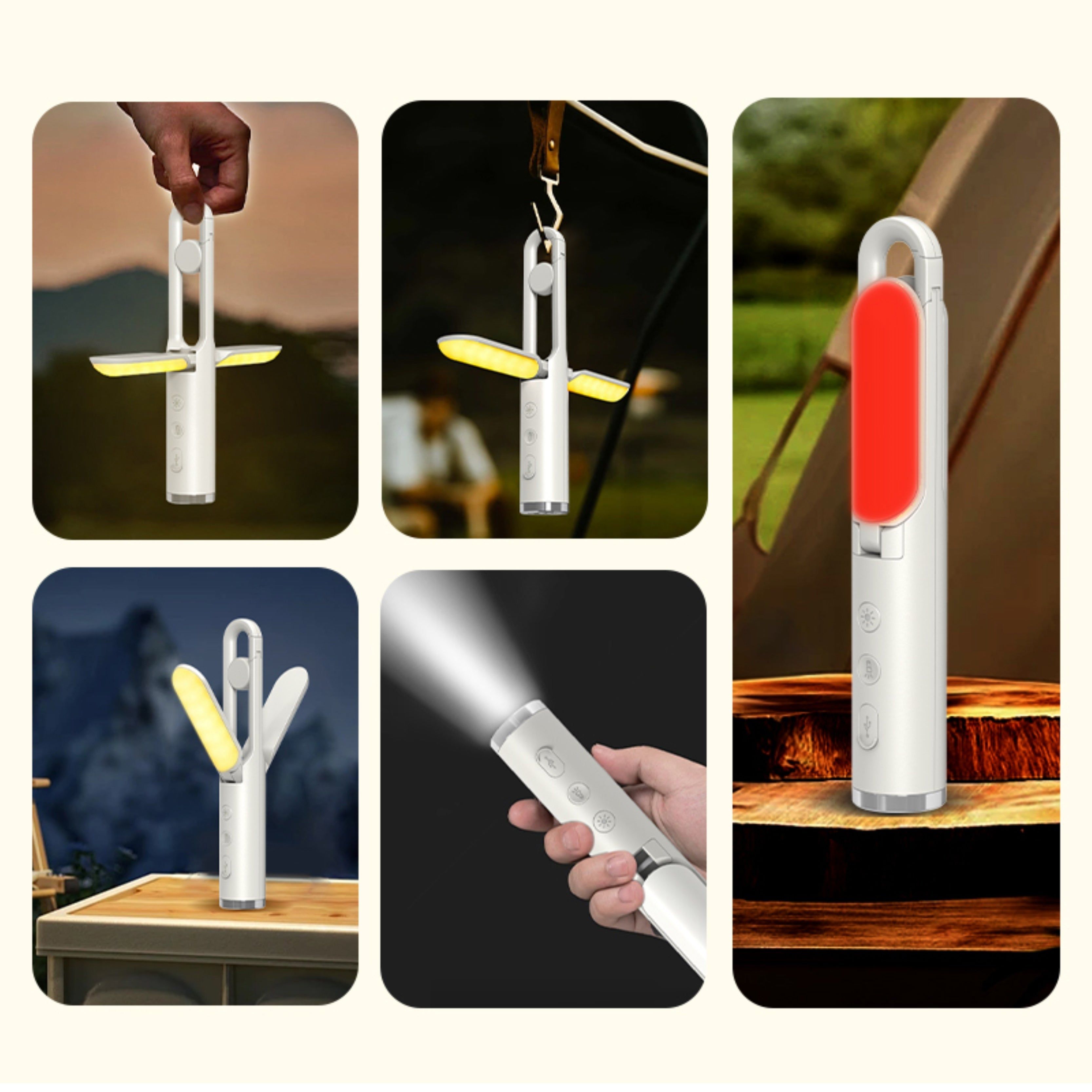 LED Camping Lantern 3 in 1 Foldable Rechargeable Light