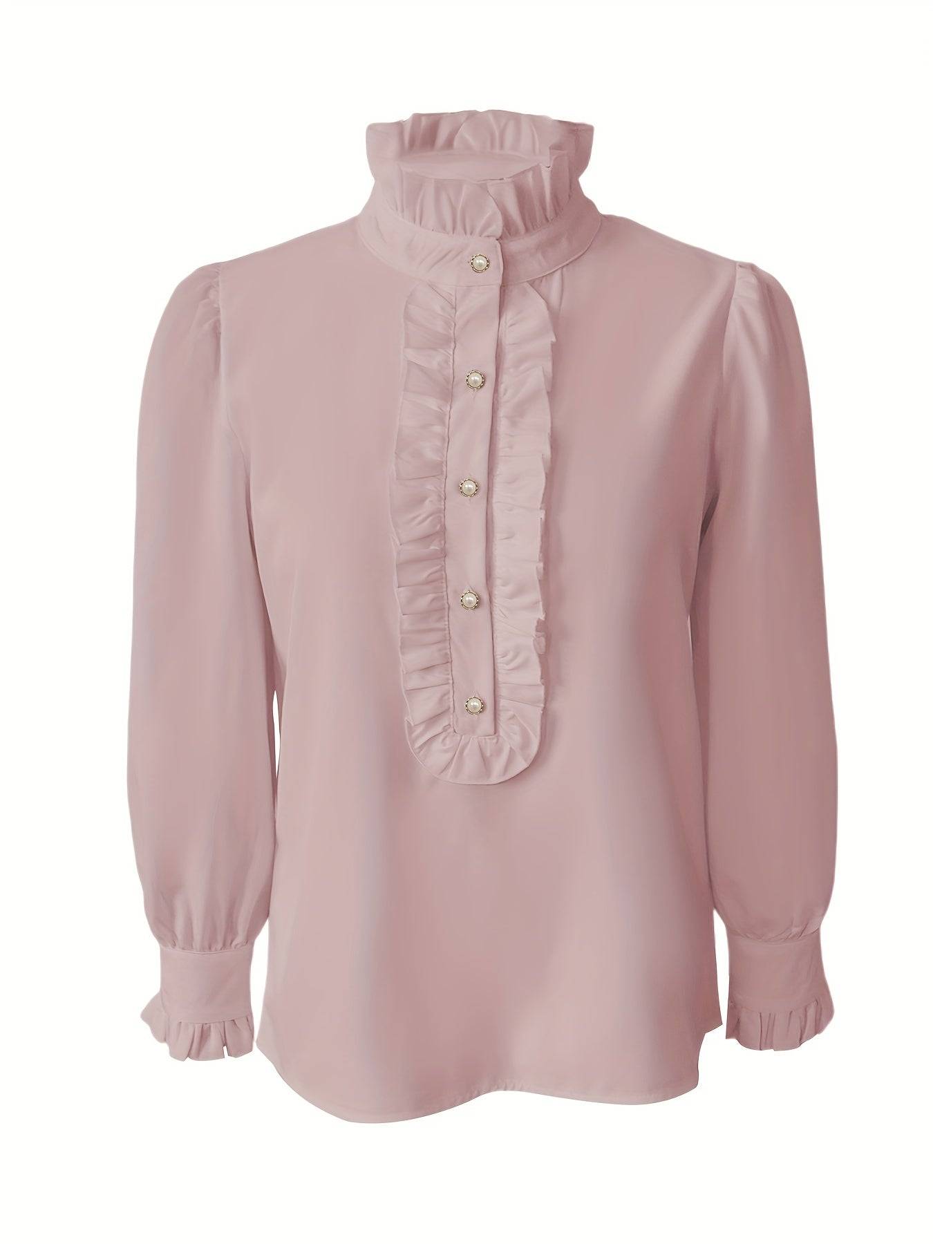 Womens Long Sleeve Shirt with Ruffle Hem