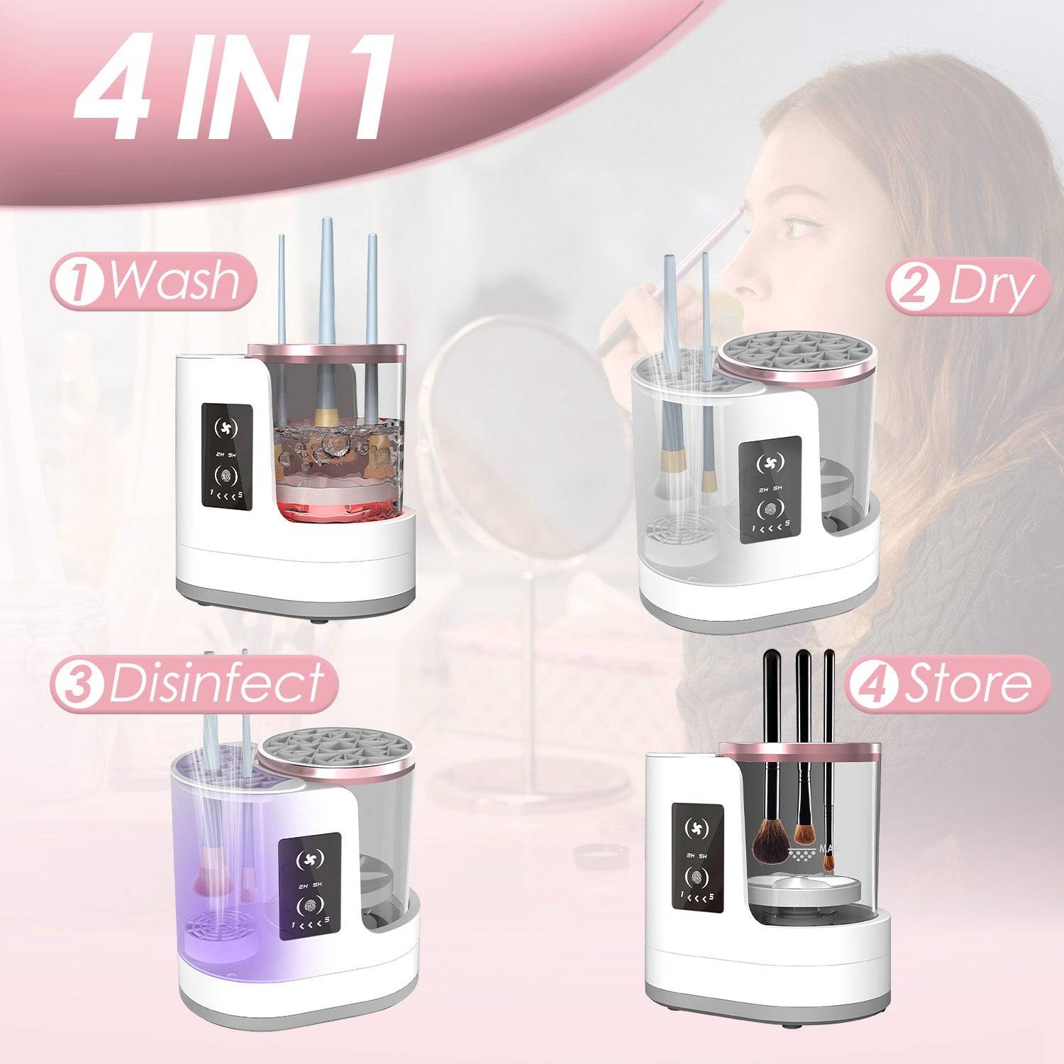 4-In-1 Electric Makeup Brush Cleaner with UV Function