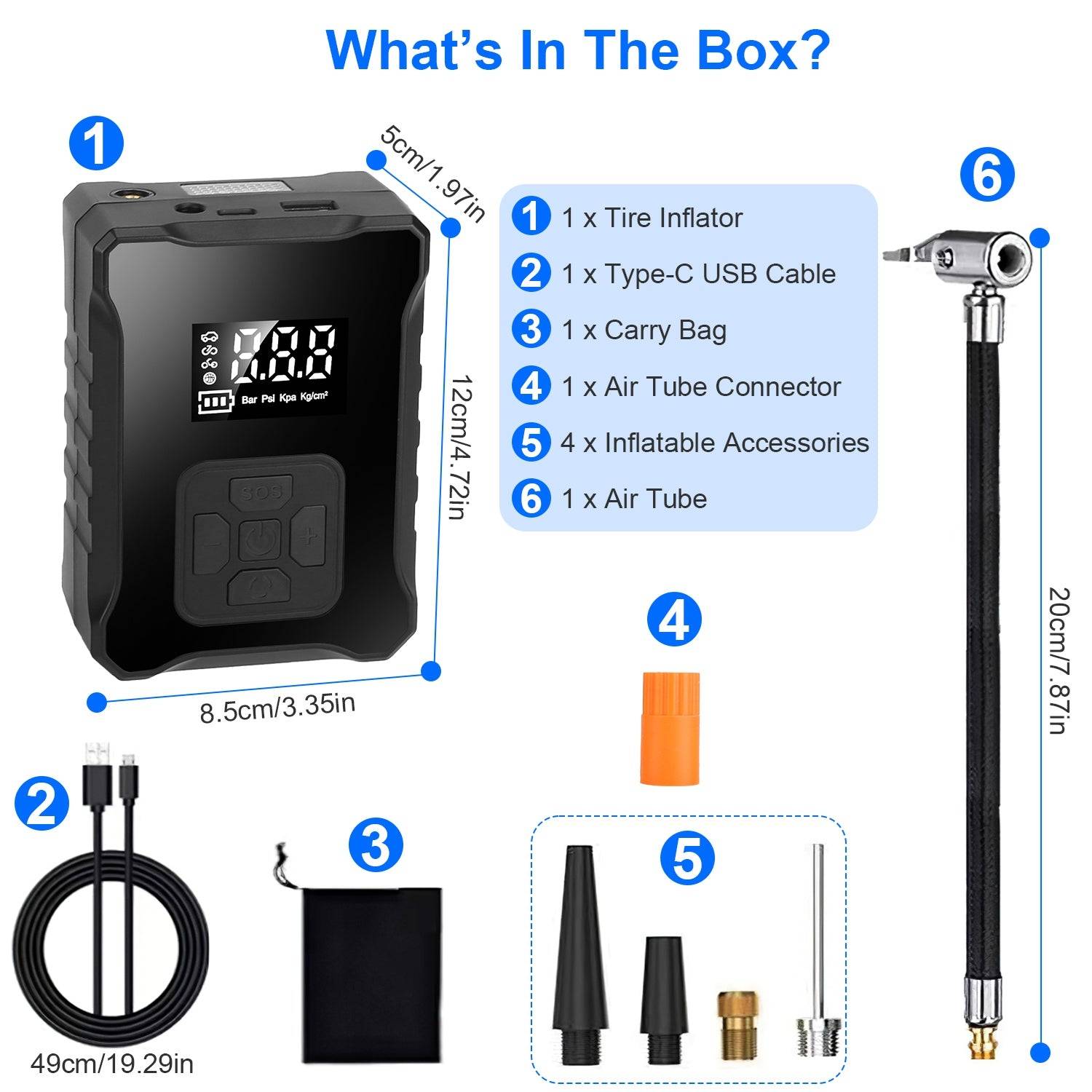 Tire Inflator 150PSI Cordless Air Pump with LED