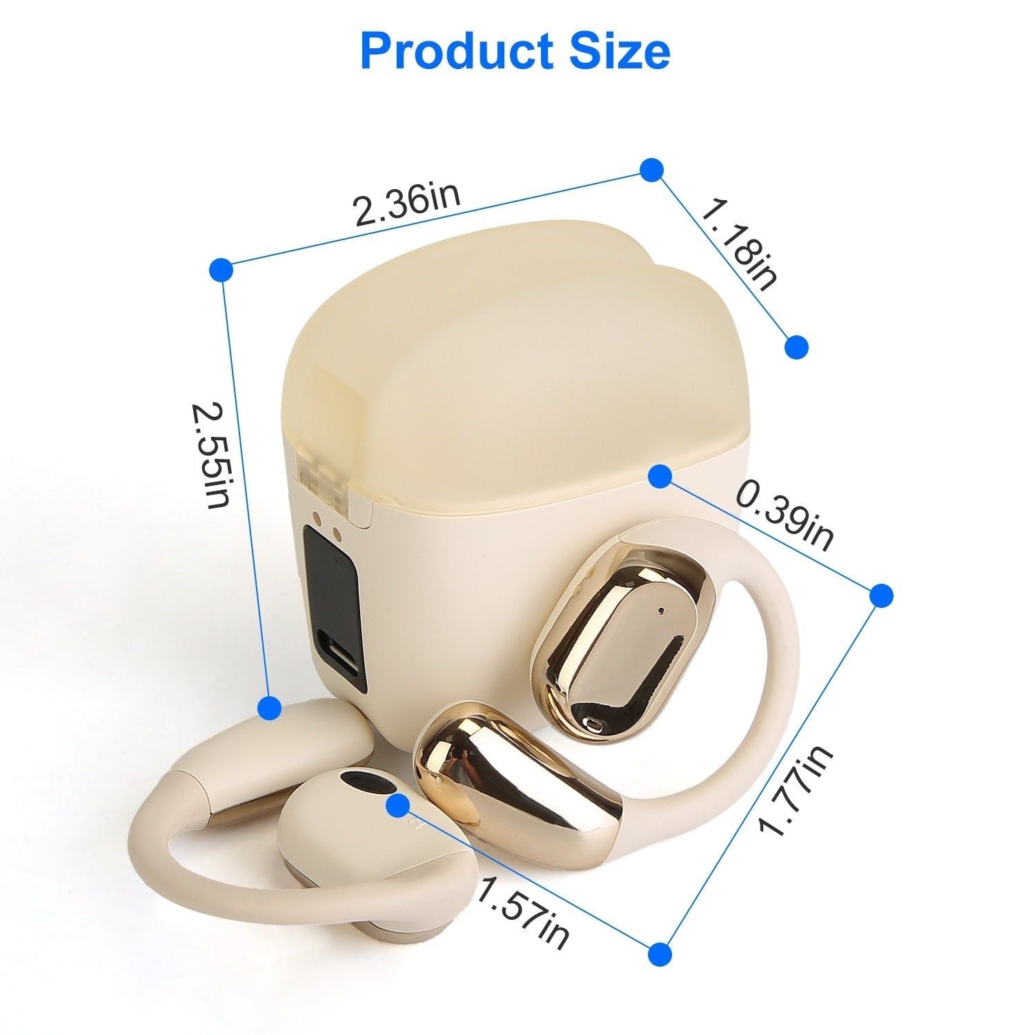 Wireless Open Ear Headphones LED Case IPX5 Low Latency