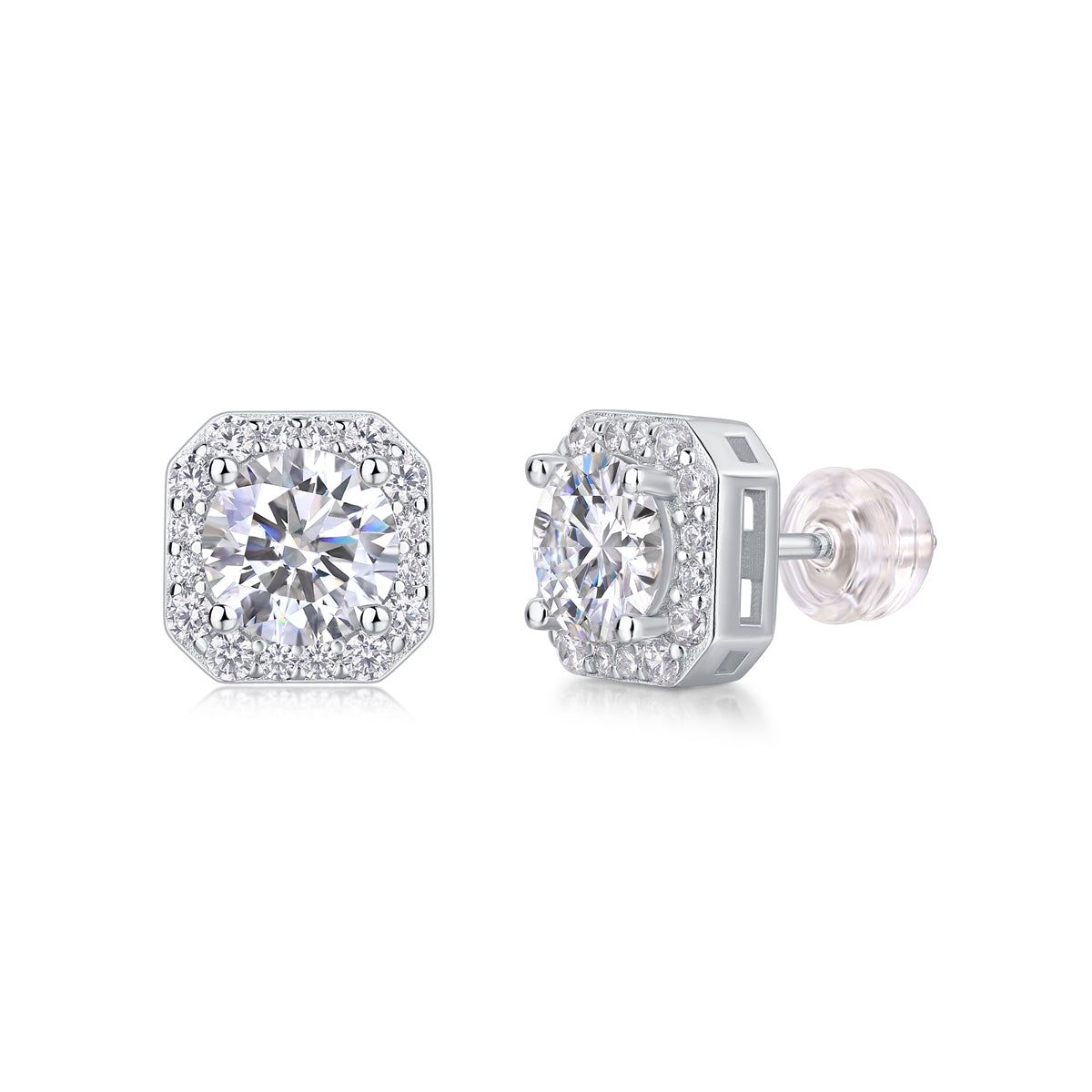 Earrings 1 Carat Moissanite Stud in S925 Silver