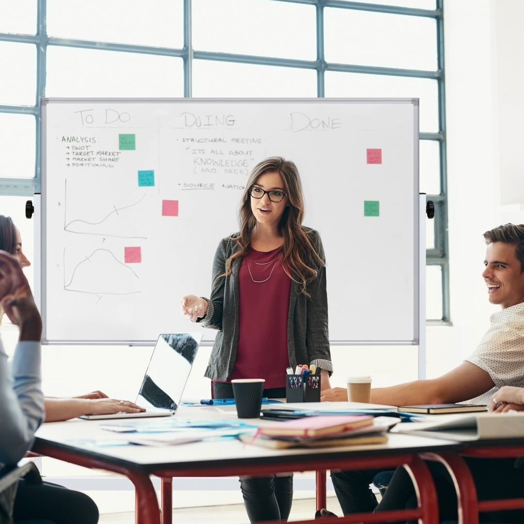 Whiteboard Mobile Magnetic Double Sided 46x32 with Stand