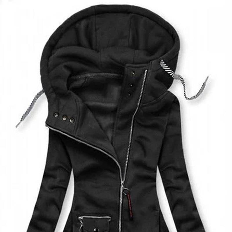 Slim Fit Hooded Jacket with Zip Front and Drawstring Waist
