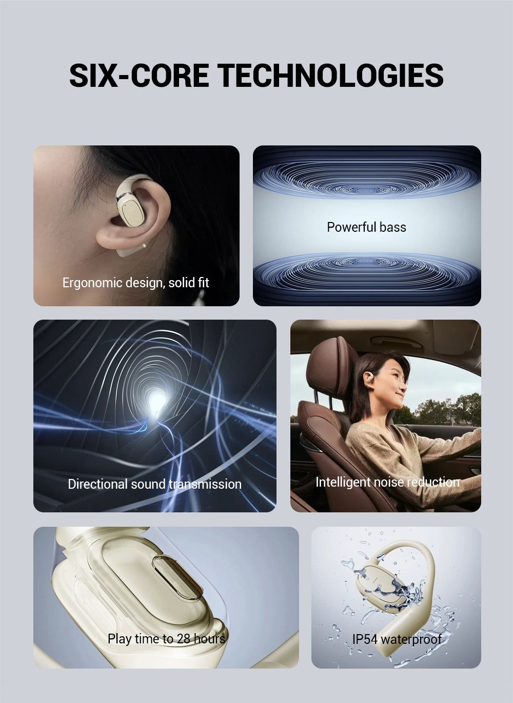 OWS Wireless Earbuds Open Ear Sports Design