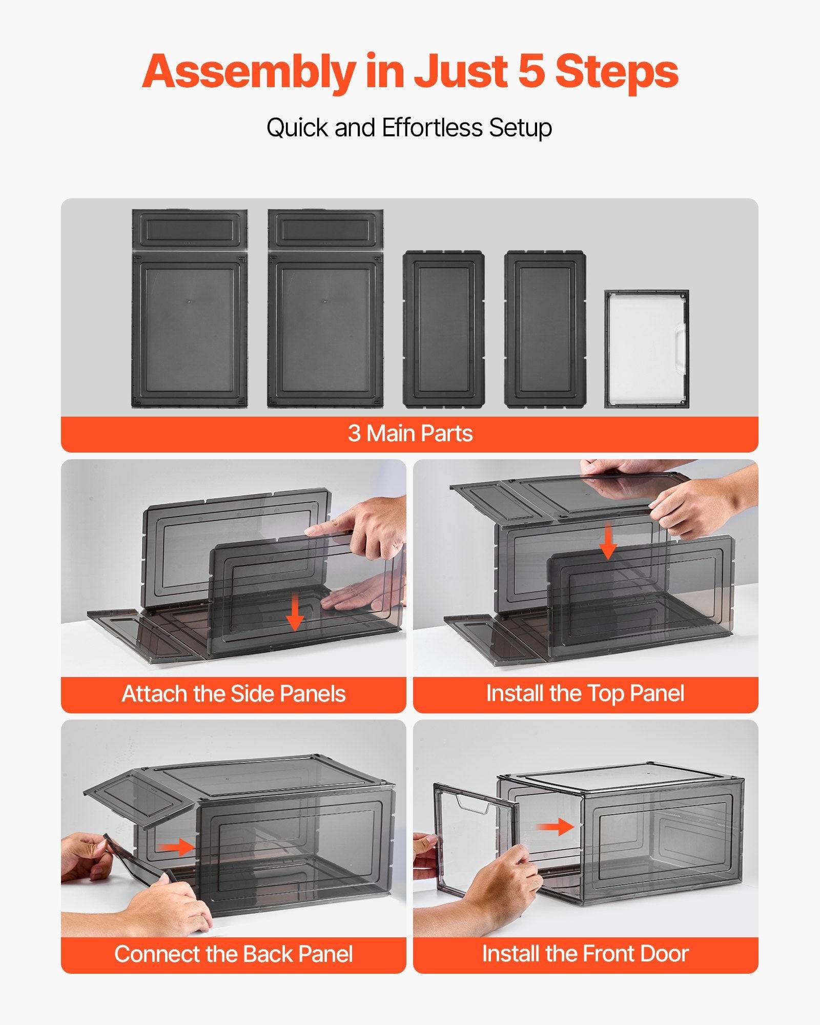 Stackable Clear Shoe Boxes With Magnetic Door 6 Pack