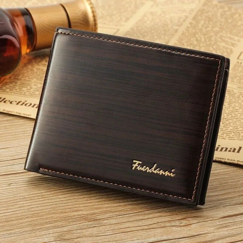 Mens Slim Leather Wallet with ID Window and Billfold