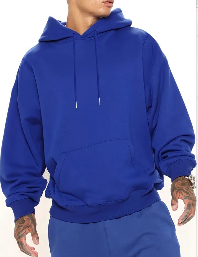 Men’s Solid Color Hoodie Long Sleeve Loose Fit Jumper