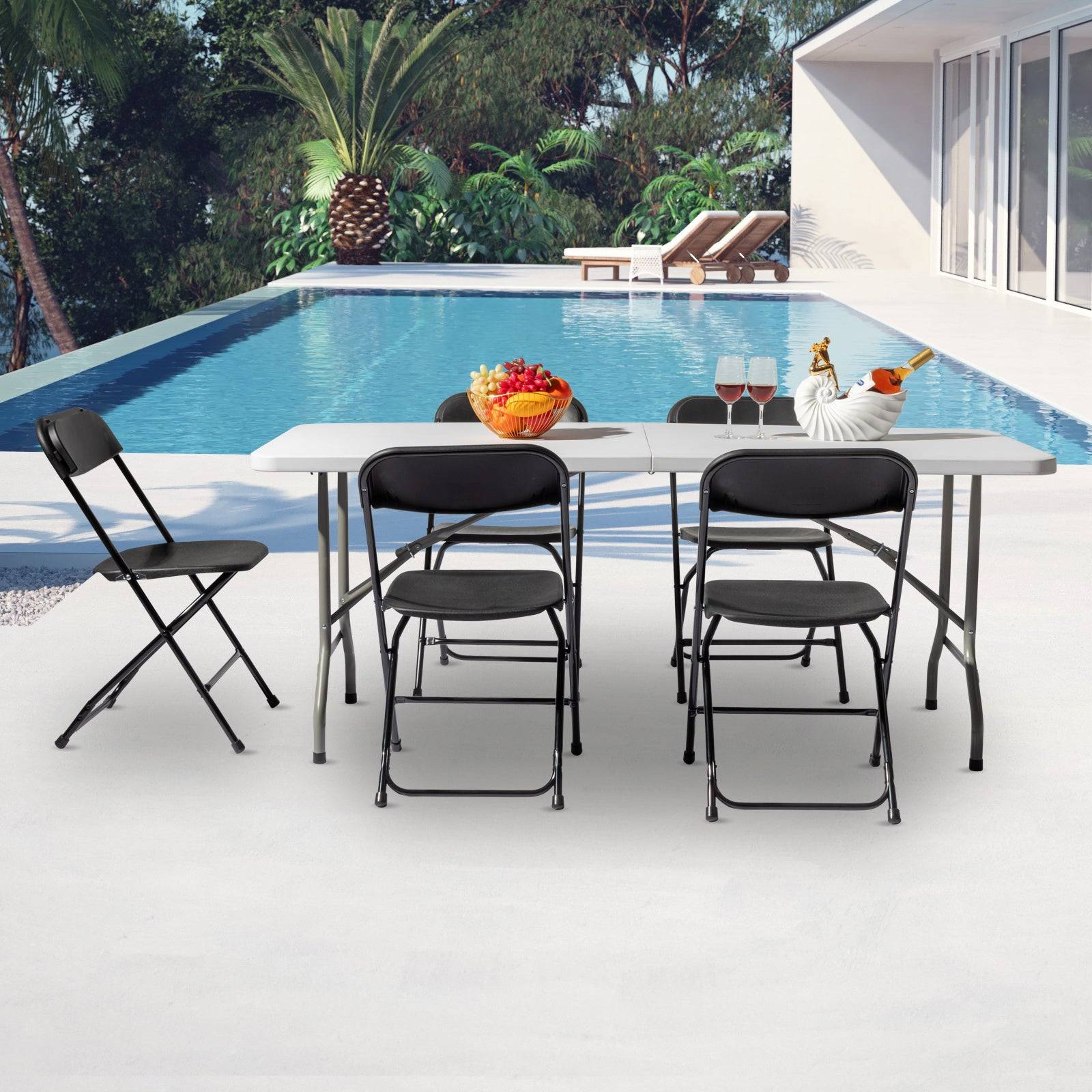 6FT Folding Table HDPE Portable Indoor Outdoor Use