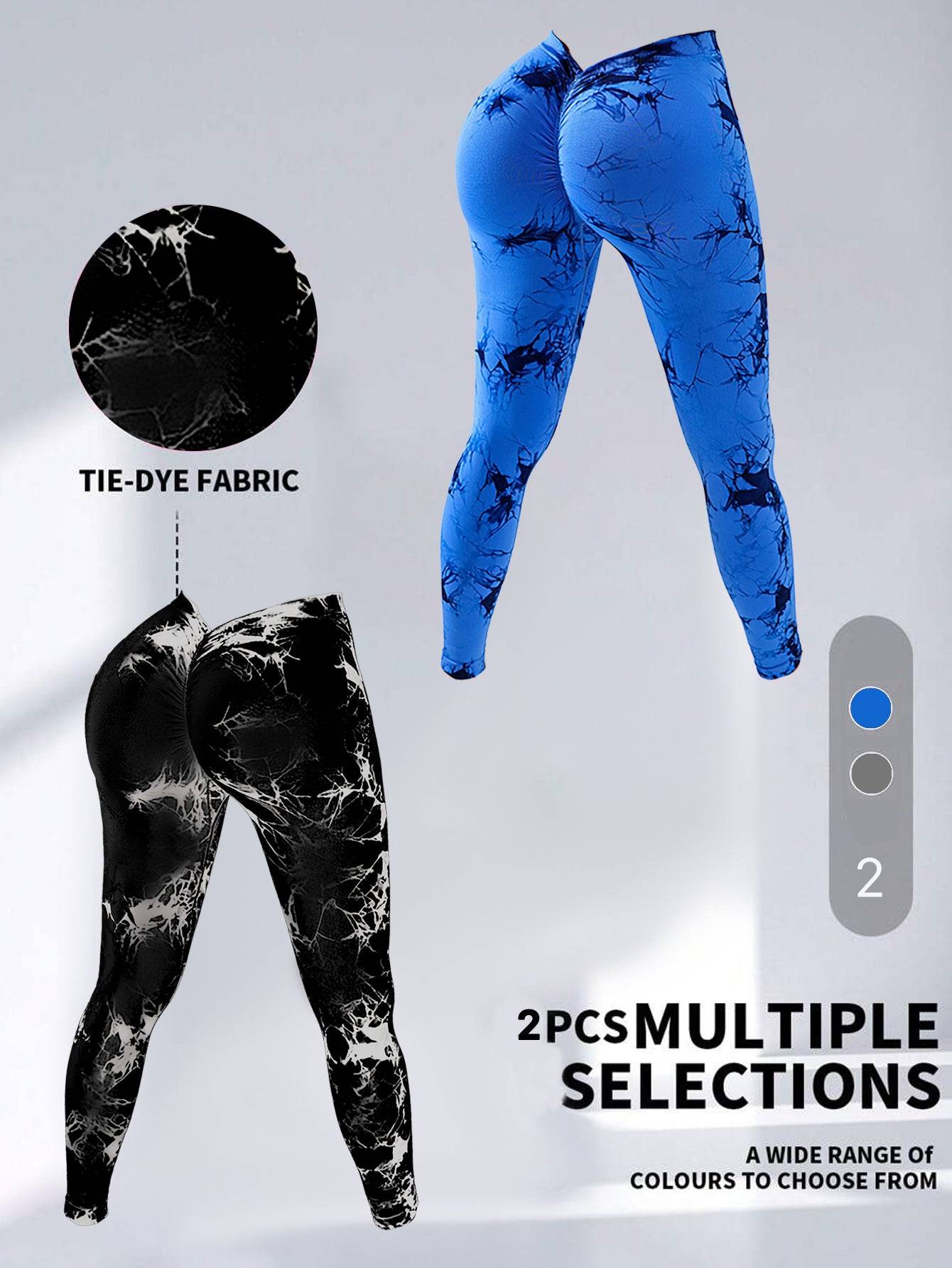 Leggings Tie Dye High Waist V Back Peach Lift 2 Pack