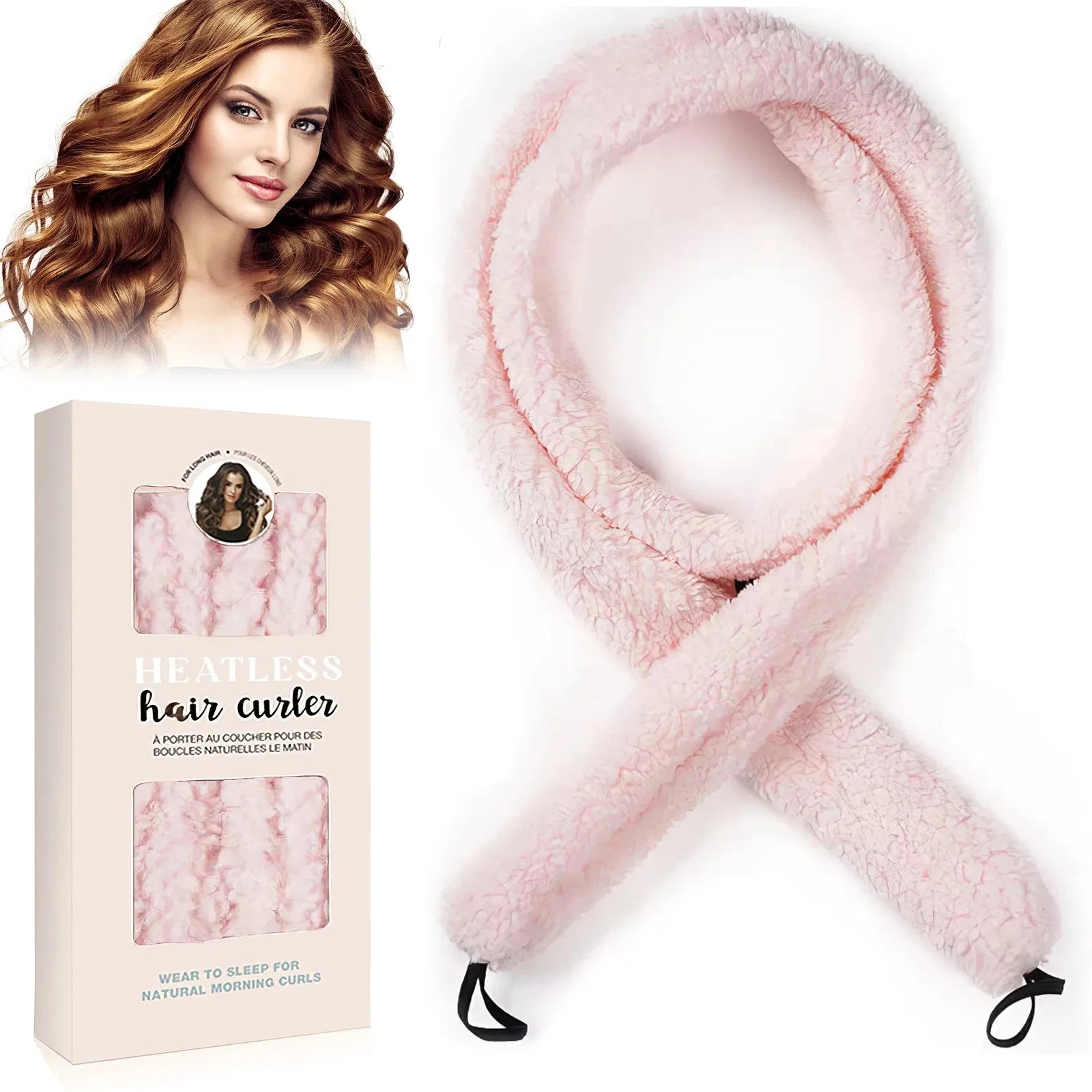 Pink Heatless Hair Curler for Overnight Waves