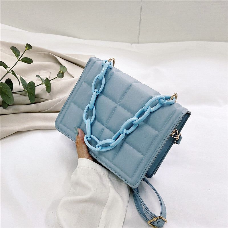 Women Small Square Tote Bag with Candy Chain Strap