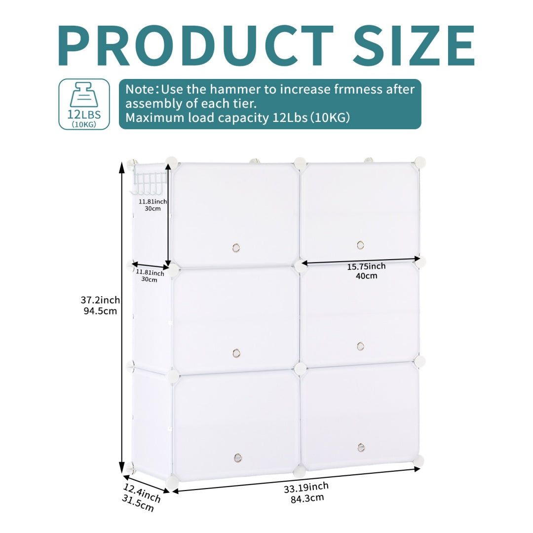6 Tier Modular Shoe Rack Cabinet for 32 Pairs Storage
