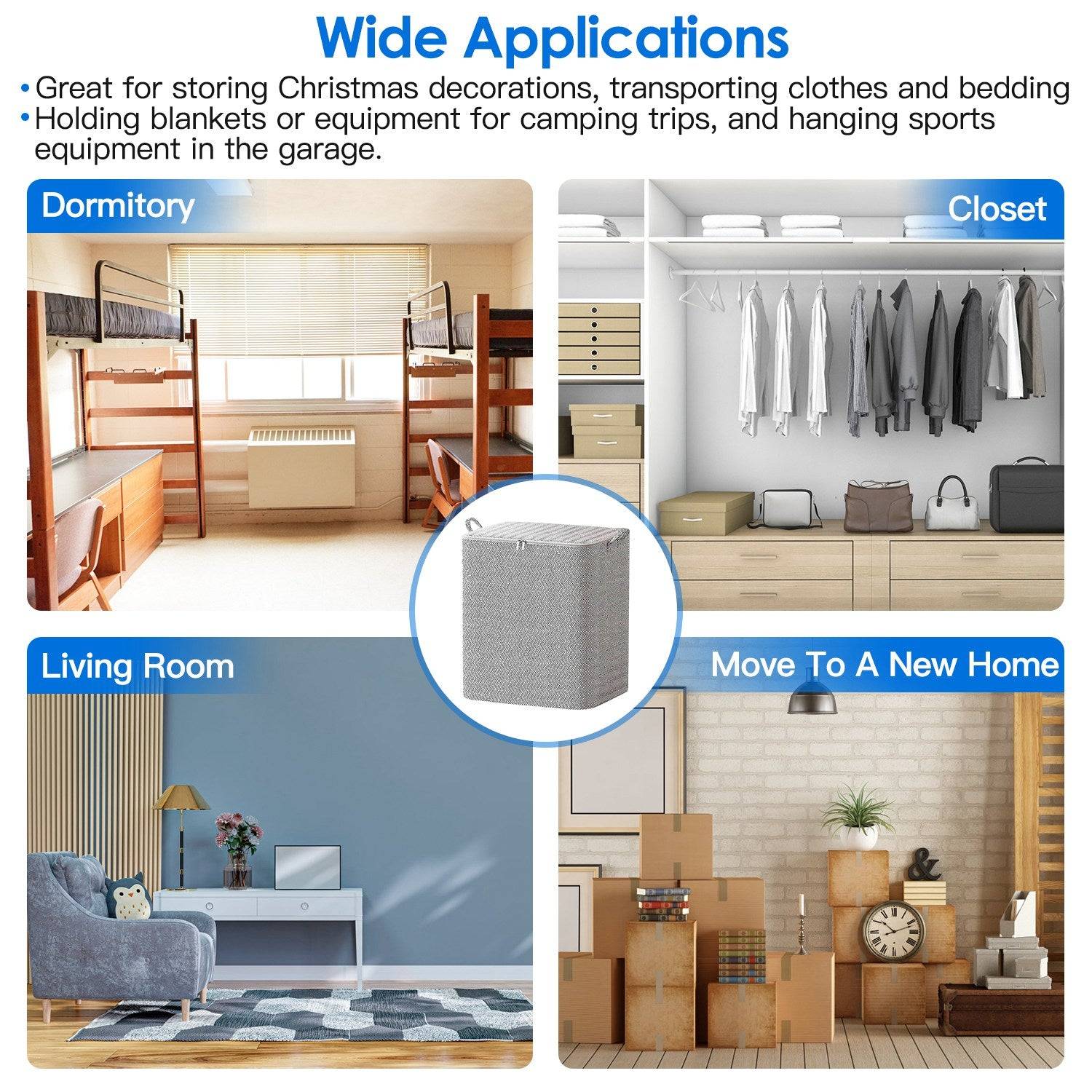 4 Pack Foldable Storage Boxes with Lid and Zipper