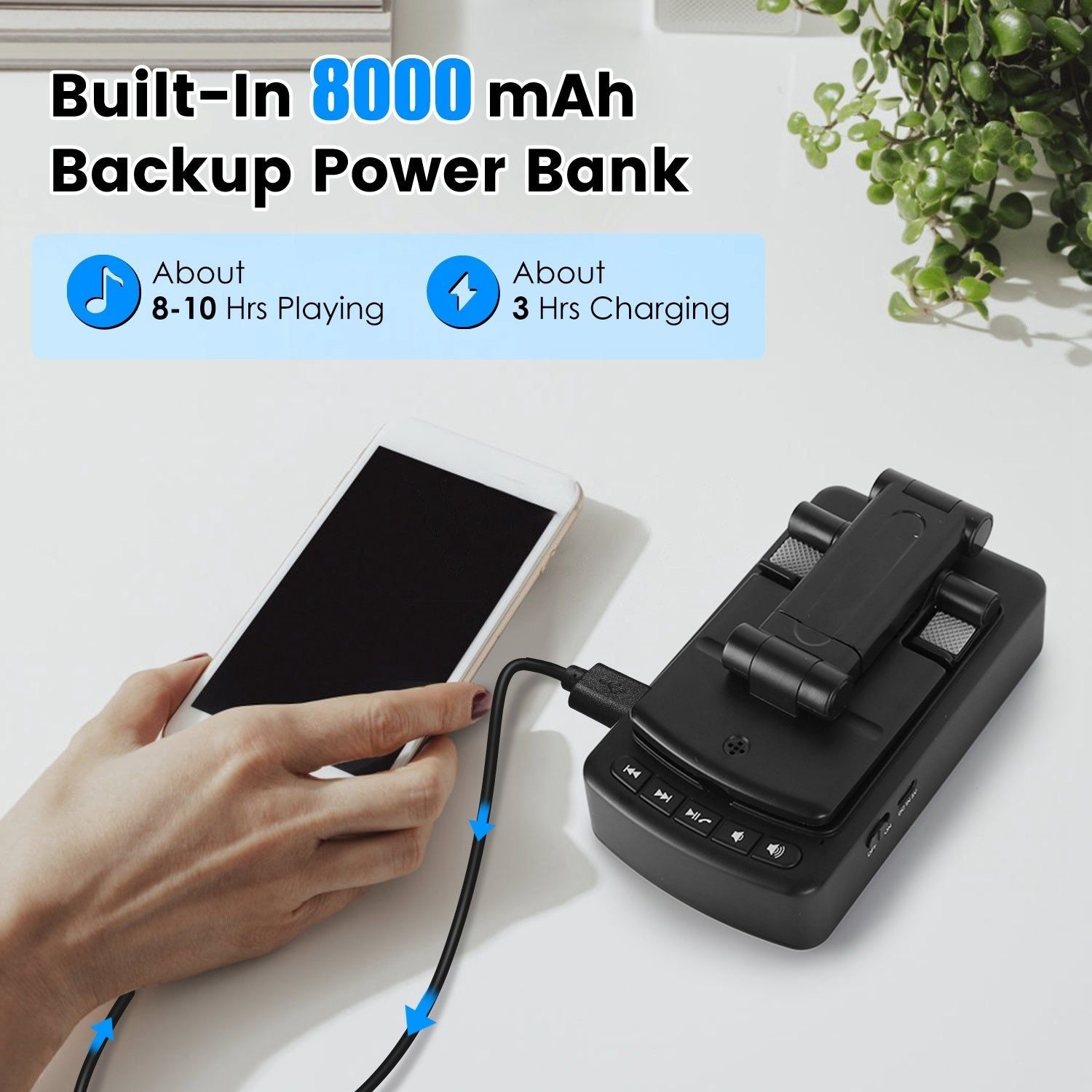 3 in 1 Foldable Phone Stand with Speaker and Power Bank