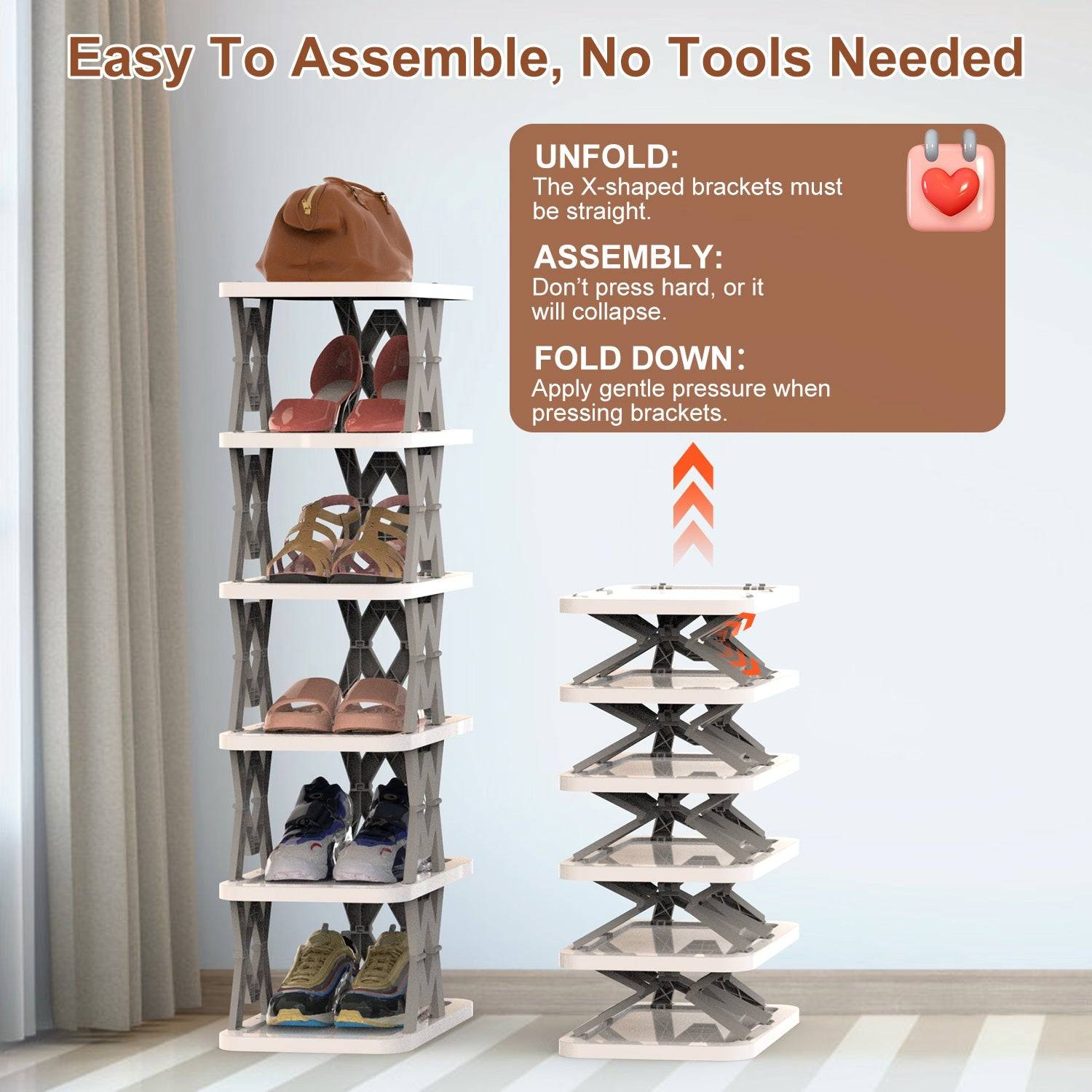 Foldable Vertical Shoe Rack for Small Spaces