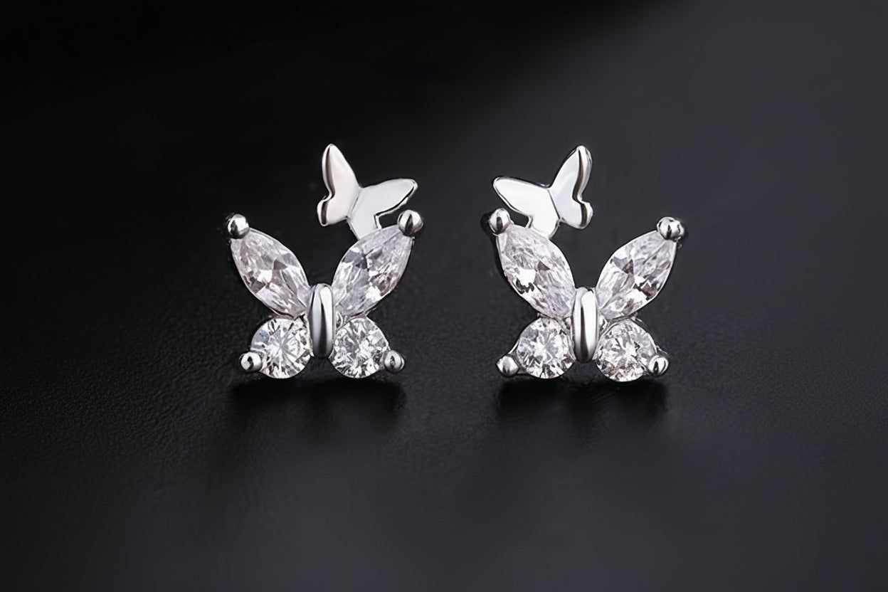 925 Sterling Silver Hypoallergenic Earrings Set with Zircon