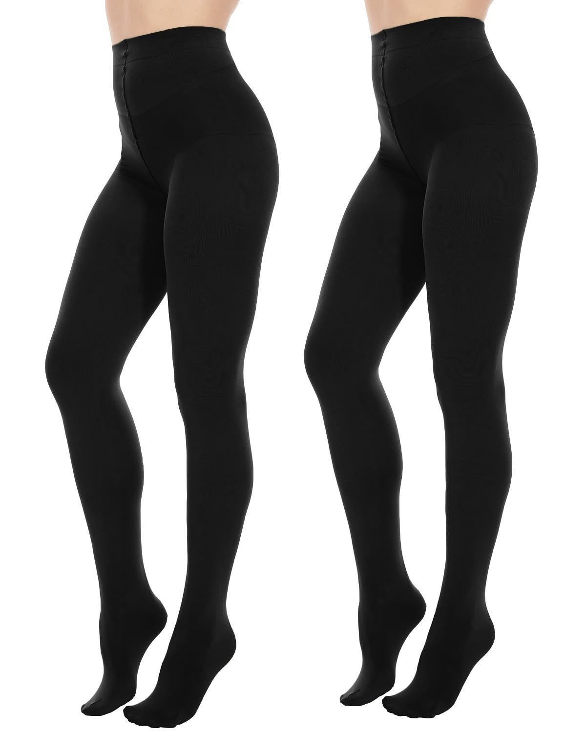 2 Pack Women’s 80D Opaque Black Tights Microfiber Stretch