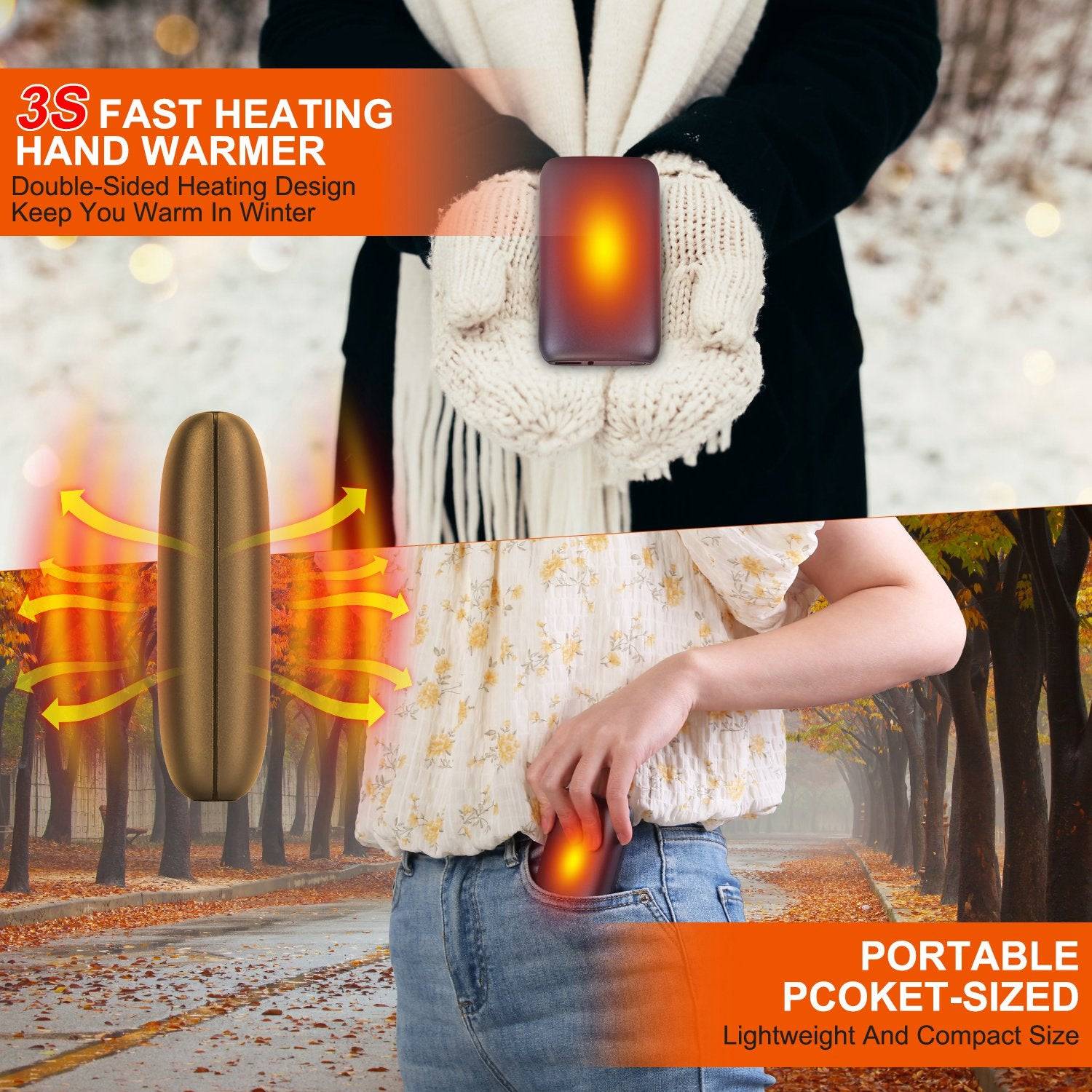 Double Sided Rechargeable Hand Warmers 10000mAh