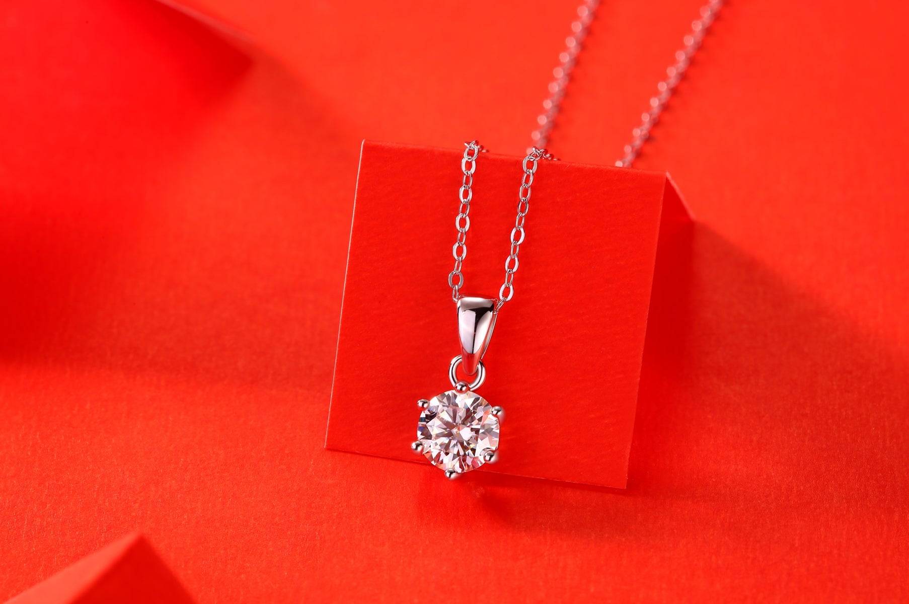 Moissanite Pendant Necklace in Sterling Silver 40cm