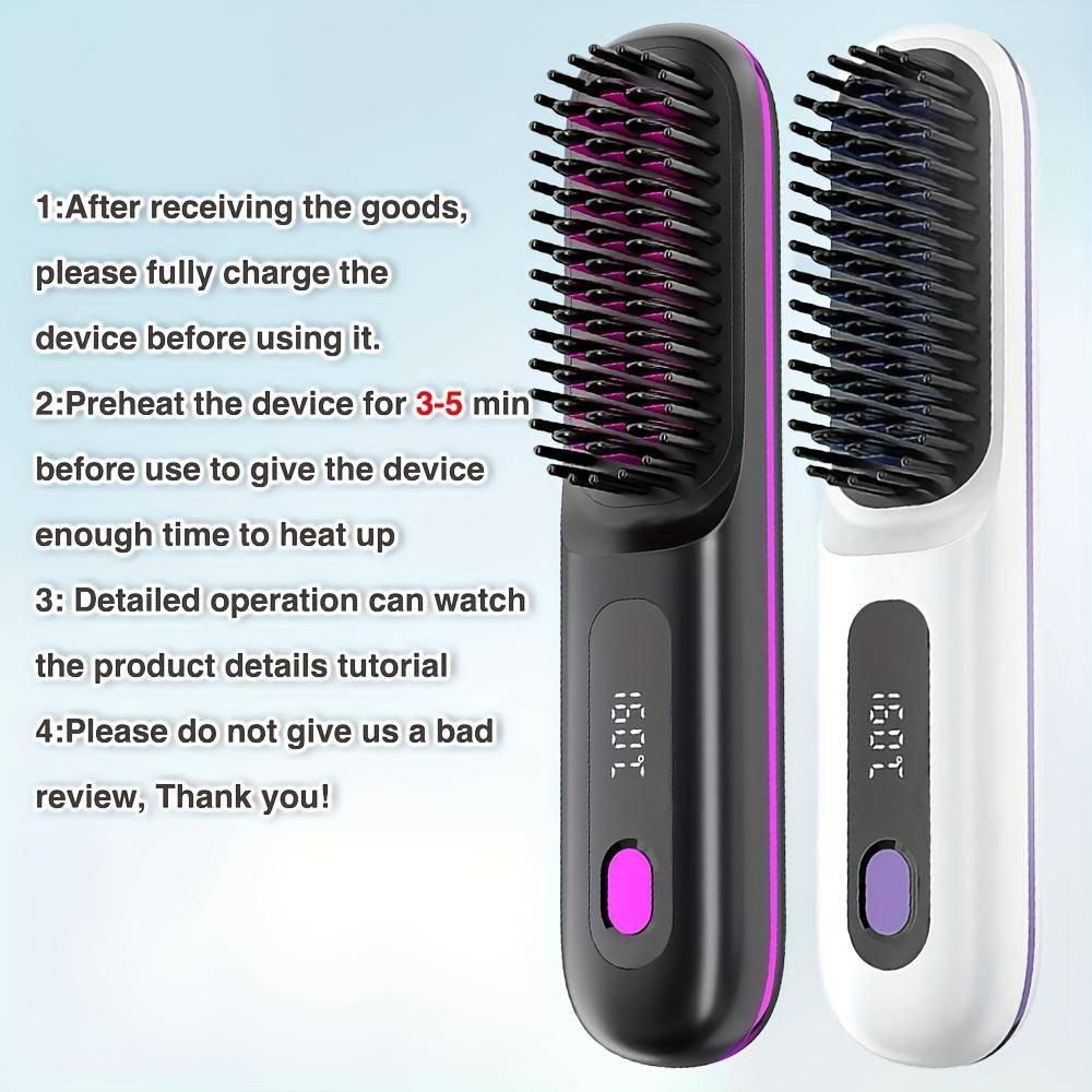Cordless USB Hair Straightener Comb Dual Function